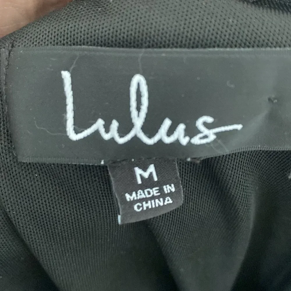 Lulus Floral Black White Ruffled Flounce Midi Dress sz M Sheer Romantic Girly - Picture 13 of 15